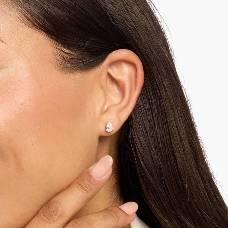 Pear Cut Lab-Grown Diamond Stud Earrings In 14K Yellow Gold (1 Ct. tw. - F-G / VS2-SI1)