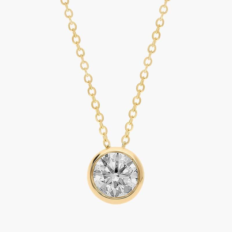 Bezel Lab-Grown Diamond Pendant In 14K Yellow Gold (1 Ct. tw. - F-G / VS2-SI1)