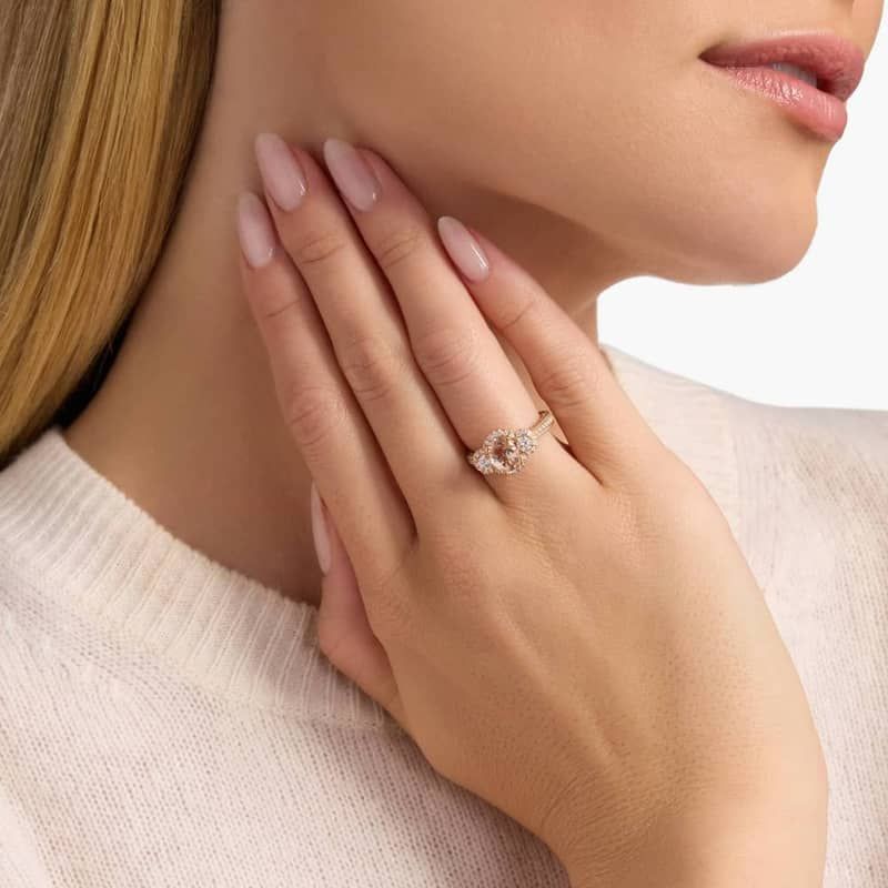 Morganite and Diamond Fashion Ring in 14k Rose Gold