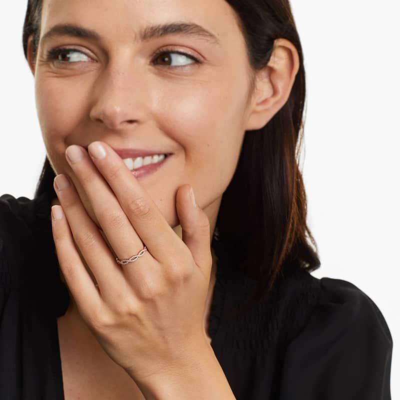 Petite Open Infinity Diamond Ring In 14K Rose Gold