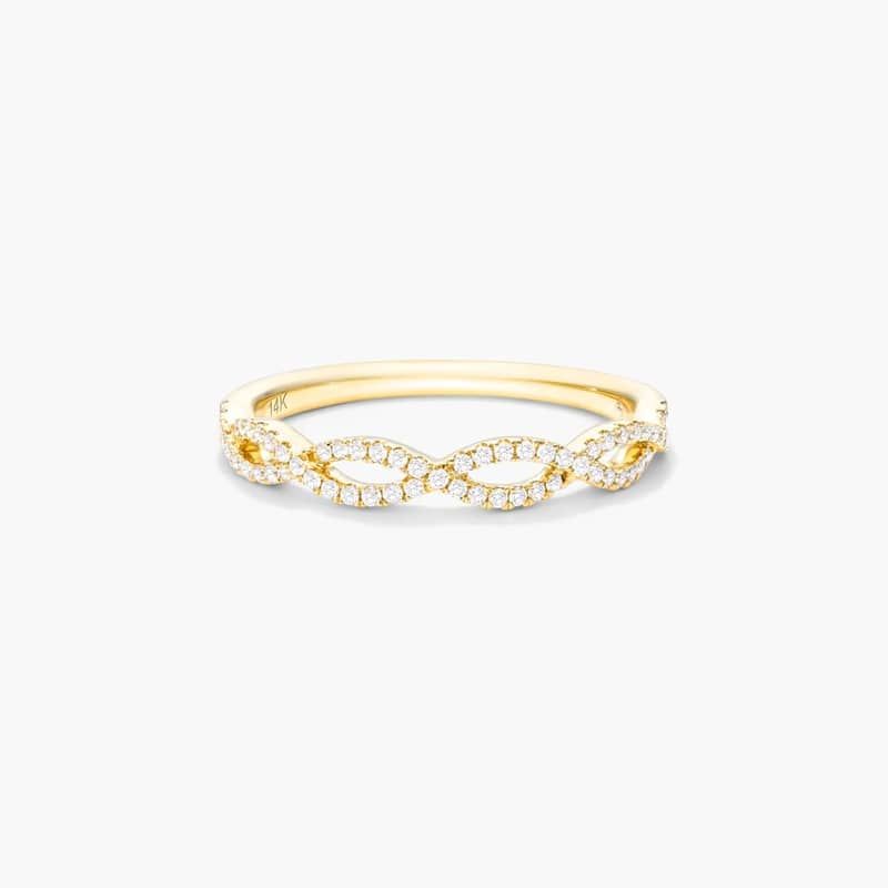 Petite Open Infinity Diamond Ring In 14K Yellow Gold