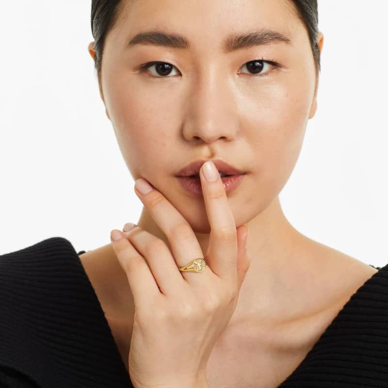 Aries Zodiac Signet Ring In 14K Yellow Gold