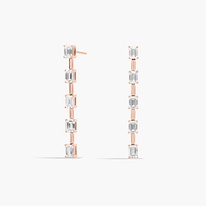 Lab Grown Emerald Cut Diamond Line Drop Earrings 