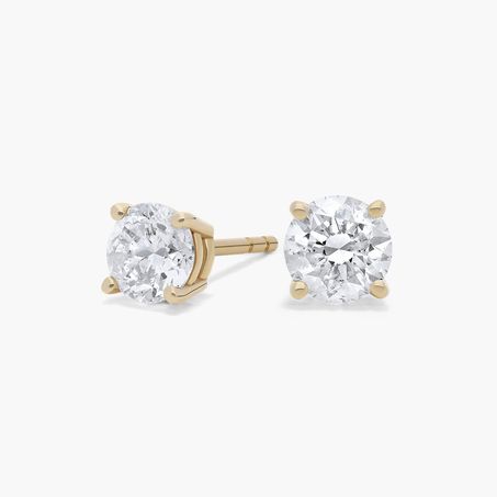 lab diamond studs in 14k yellow gold