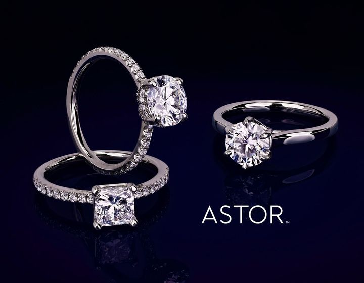 Three Astor diamond engagement rings Three Astor diamond engagement rings